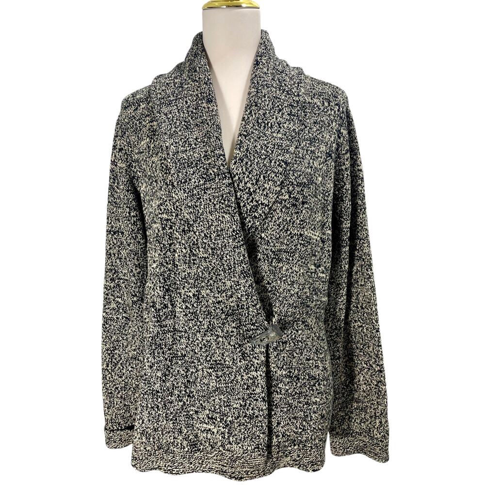 Lauren Ralph Lauren Jeans Y2K Toggle Knit Sweater Marled Black Beige Size Large
